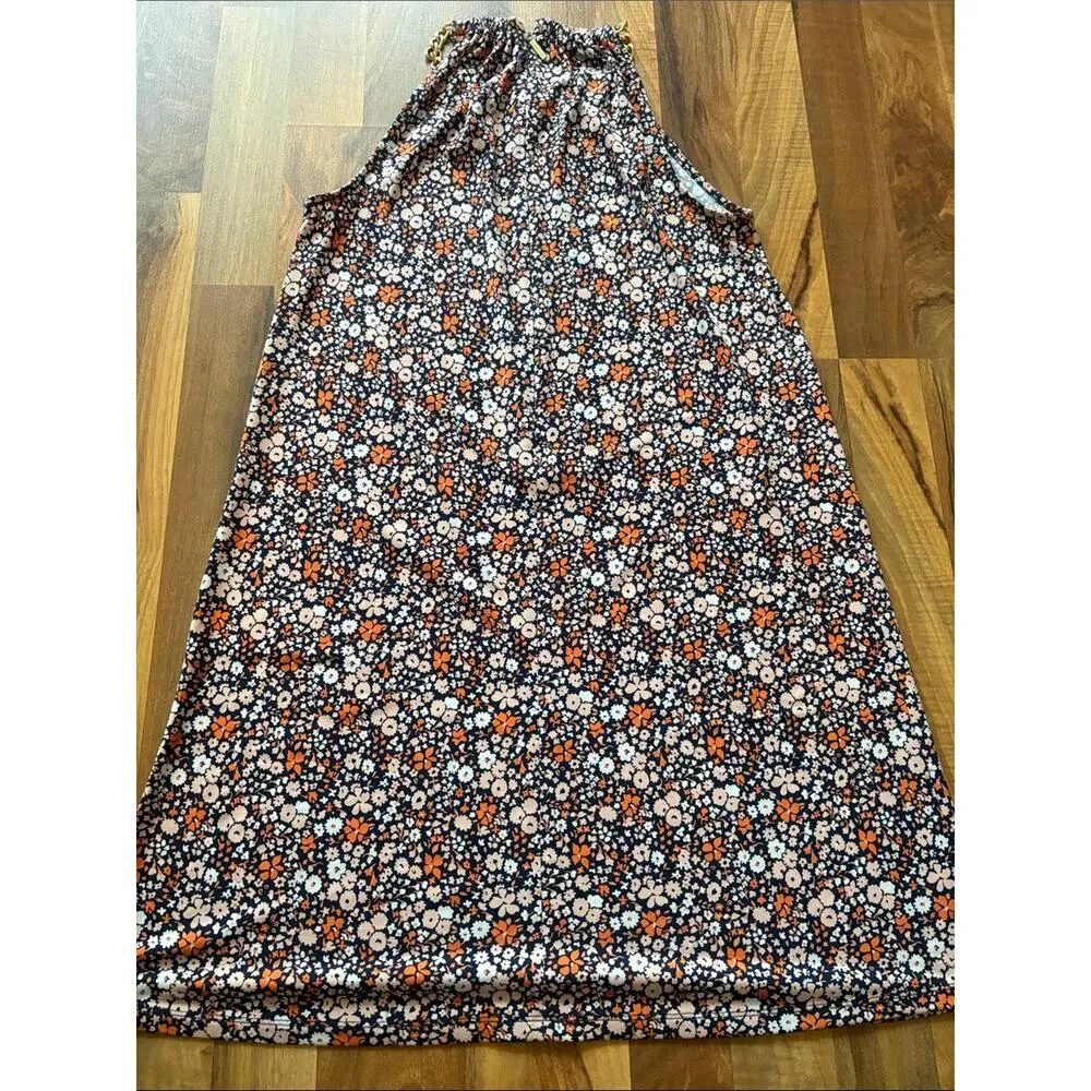Michael Kors Woman’s XS Navy, Peach & Orange Floral Skirted Dress
